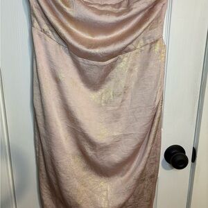 Express Blush Pink and Gold Strapless Dress